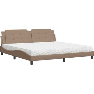 vidaXL-Bed-met-matras-kunstleer-cappuccinokleurig-200x200-cm