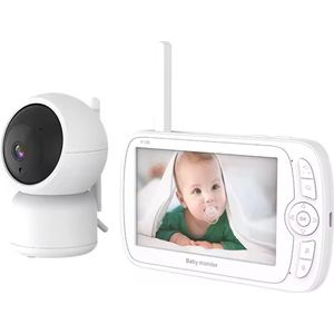 Babyfoon met Camera - Video&Audio - Temperatuurweergave - 1080p Full HD - Nachtzicht - Terugspreekfunctie - 8X Slaapmuziek -Bestverkocht - WIT