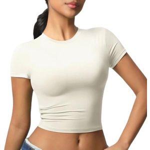 Sport T-shirt Dames Korte Mouw Ademend Functioneel Crop Top voor Fitness en Yoga