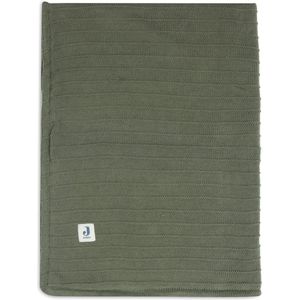 Jollein gebreide baby ledikantdeken Velvet Pure Knit Leaf Green 100x150 cm GOTS