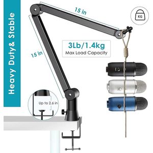 professional microphone arm - QuadCast Boom Arm Stand / microfoonhouder, microphone arm standard adjustable microphone stand - Microfoonstandaard