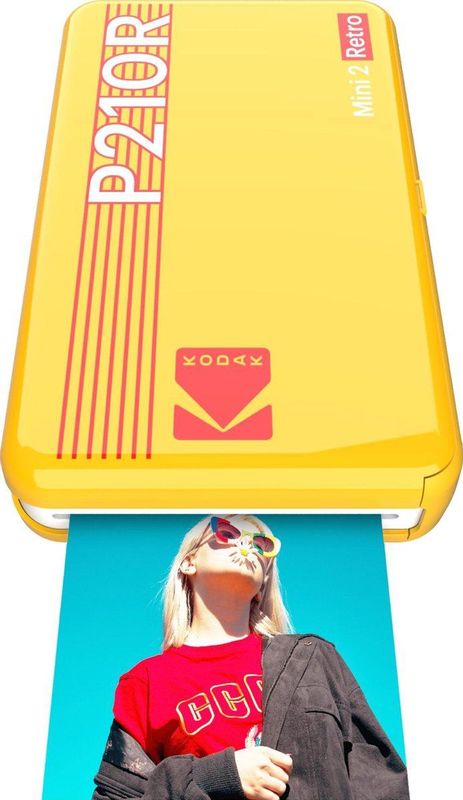 KODAK Mini 2 Retro - Draagbare Fotoprinter - Geel - 5,3 x 8,6 cm - Inclusief 8 Vellen