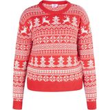 MYMO - Trui 'Biany' - Rood/Wit - Normale Pasvorm - Lange Mouw