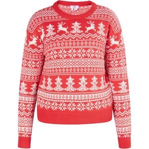 MYMO - Trui 'Biany' - Rood/Wit - Normale Pasvorm - Lange Mouw