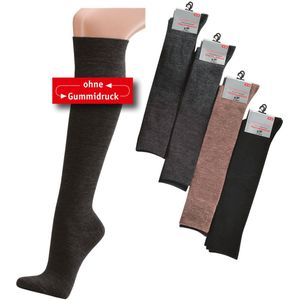 Wollen kousen – 2 paar – naadloos en zonder elastiek – kleur beige / bruin - maat 35/38