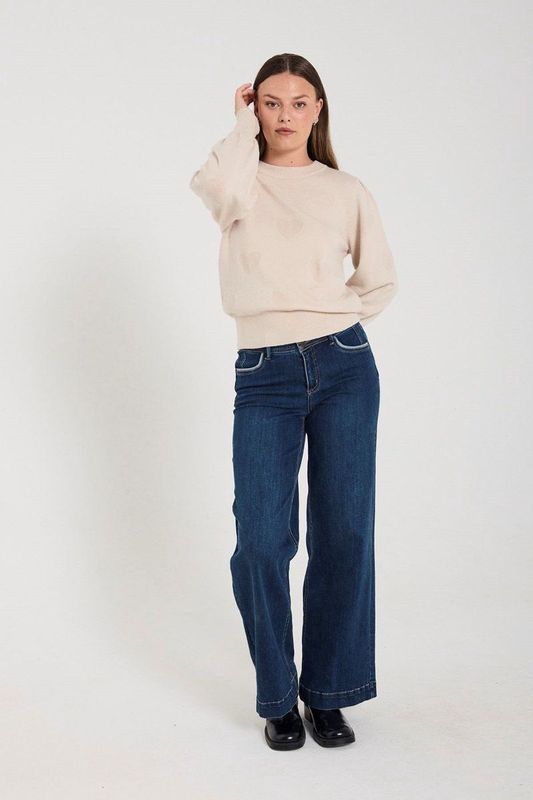 Freequent - Truien - Beige - Dames - Polyester