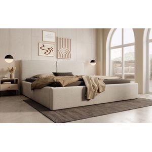 Meubella - Tweepersoonsbed Infinity - Beige Ribstof - 180x200 cm