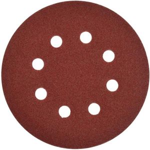 GEKO Velcro Schuurschijf - 125 mm - P180 Korrel - 8 Stofgaten - Aluminiumoxide - 100 Stuks