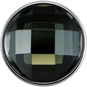 Quiges - Dames Click Button Drukknoop 18mm Facet Geslepen Glas Grijs Groen - EBCM042