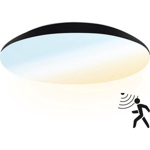 LED Plafondlamp/Plafonniere met Sensor 25W Lichtkleur Instelbaar - 2600lm - IK10 - 38 cm - Zwart