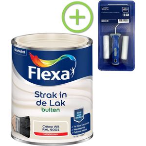 Flexa - Strak in de Lak - Hoogglans - Buitenv - Crème - 750 ml + Lakroller