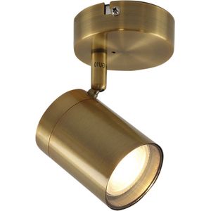 Olucia Ciara - Moderne Badkamer plafondlamp - Metaal - Messing - Rond
