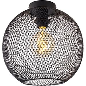 QAZQA mesh_ball - Moderne Plafondlamp - 1 lichts - Ø 30 cm - Zwart - Woonkamer | Slaapkamer | Keuken