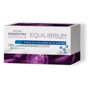 Gerovital H3 Equilibrium Ampullen met 12% collageen en elastine, intensief hydraterend en anti-rimpelserum, antioxidantenbescherming, professioneel product, Gerovital H3 Equilibrium, 20 ampullen x 2 - Professionele lijn