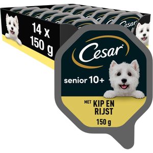 Cesar Senior 10+ Hondenvoer - Kip en Rijst in Gelei - Honden Natvoer - 14 x 150 g