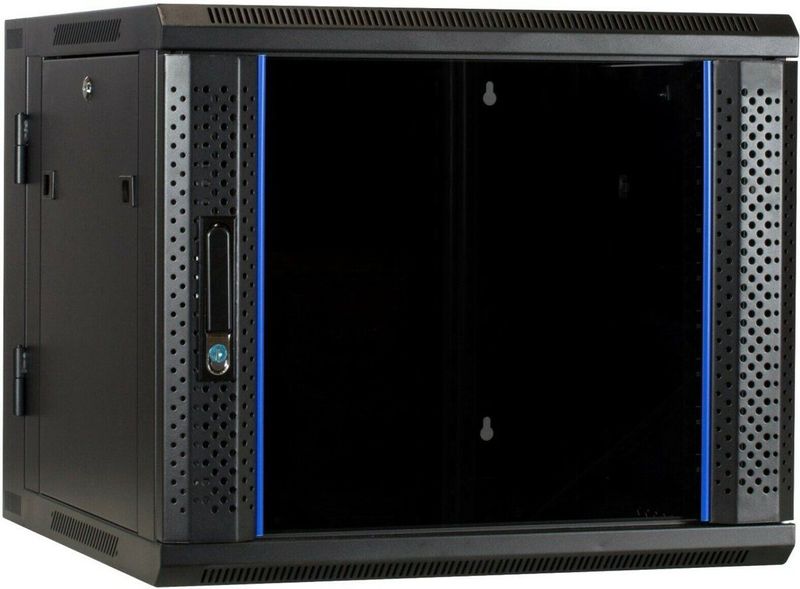 DSIT 9U wandkast (kantelbaar) met glazen deur 600x600x500mm (BxDxH) - serverbehuizing - serverrack - serverkast - 19 inch