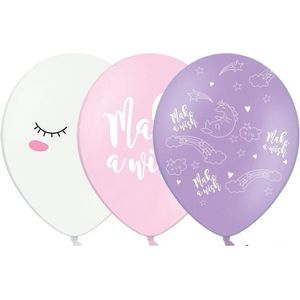 9 Ballonnen Unicorn Make a Wish mixed - ballon - unicorn - eenhoorn - decoratie - verjaardag - birthday