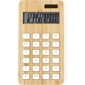 Rekenmachine - Calculator - Bureaurekenmachine - Kantoor - Bureau accessoires - Zonne energie - Bamboe - bruin - wit