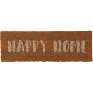 J-Line Happy Home deurmat voor binnen & buiten - kokosvezel - naturel/wit