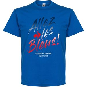 Frankrijk Allez Les Bleus WK 2018 Winners T-Shirt - Blauw - XL