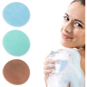 Zachte Siliconen Douche Loofah Reinigingsborstel - Set van 3 - Exfoliërende Handschoen voor Gevoelige Huid