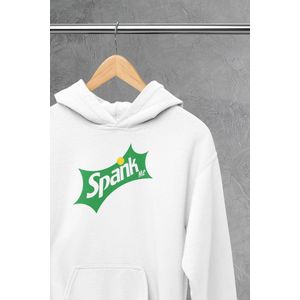 Hoodie - Spank me - Wurban Wear | Grappige hoodie | Leuk cadeau | Unisex hoodie | Meme | Meme kleding | Viespeuk | Grappige kleding | Grappige trui | Dubbelzinnige kleding | Wit