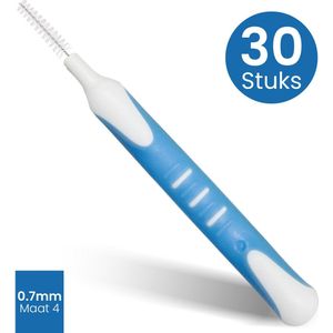 DEN-T PRO Interdentale Ragers - 30 stuks - 0.7mm maat 4 blauw - Tandenragers – Antislip Handgreep – Mondhygiëne & Tandverzorging
