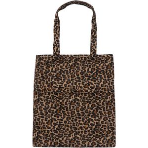 Canvas draagtas Grote dierenprint schoudertas Luipaard handtassen voor dames, bruin