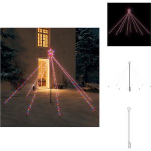 vidaXL Kerstboomverlichting - LED Watervalontwerp - 2.5m hoog - 400 LEDs - Meerkleurig - IP44 - 8 snoeren - Inclusief ster - Energiebesparend - Plug-in - 10m stroomsnoer - 4.5V - 3.6W - Montage vereist - Decoratieve kerstboom