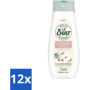 Le Chat - Zachte Douchegel - Voor Droge en Gevoelige Huid - Met Katoenextract - 300 ml - Voordeelverpakking - 12 stuks