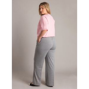 Lichte geribbelde damesbroek: elastische broek met hoge taille en