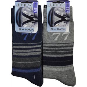 JUNIOR KOUSEN- HEREN KOUSEN- KATOEN- CRUISER- 43/46- 6 PAAR- NAADLOOS- BLAUW & GRIJS