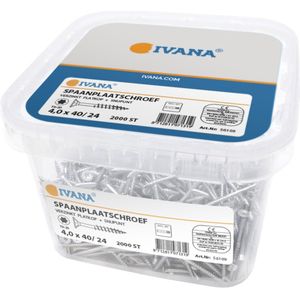 Ivana Spaanplaatschroef Emmer Verzinkt Platkop Met Snijpunt TX-20 4.0x40/24 2000 Stuks