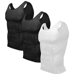 Compressieshirt voor heren - 3-pack afslankvest en bodyshaper, XXL