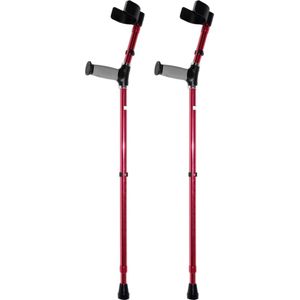 Premis - Elleboogkrukken - Standaard Softgrip - Verstelbaar 75-100 cm - Paar - Open Manchet - Rood