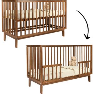 Novi at Home Lauren Doorgroeiledikant - Babybedje 60x120 cm - Walnut - Baby bed met verstelbaar bodem