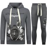 2Pac Joggingpak Hoodie Heren - Tupac Trainingspakken - Huispak Heren Volwassenen - 672 -Grijs