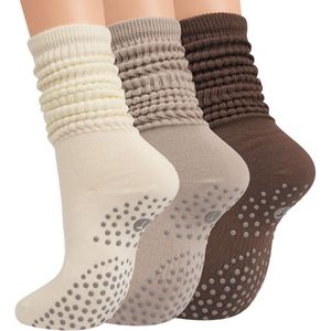 3 Paar yoga sokken antislip - Sportsokken - antislip sokken pilates - yoga sokken - Grip sokken voor vrouwen en mannen - yoga sokken antislip - voor Lange Scrunch Slipper Sokken
