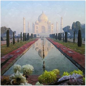 Graphic Message Tuin Schilderij op Outdoor Canvas - Taj Mahal India - Print - Buiten