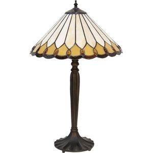Tiffany Tafellamp Ø 40*62 cm E27/max 2*60W Beige, Wit Glas in lood Art Deco Tiffany Bureaulamp Tiffany Lampen