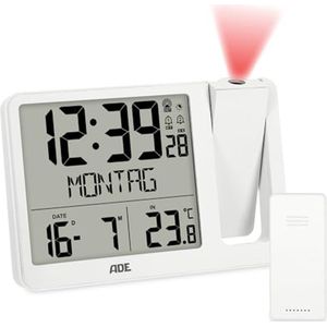 Digitale Radiogestuurde Projectiewekker met Temperatuurweergave en Buitensensor | 2 Wektijden | Klok met Automatische Helderheidsaanpassing