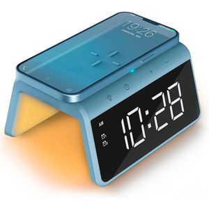 Digitale wekker met oplaadstation en wake-up light - Dimbare LED-display in roze