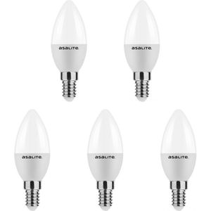 Asalite - LED Lamp C37 - E14 Fitting - 6W - 510 Lumen - 3000K Warm Wit Licht - 5 Stuks