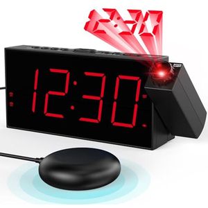 Vibrerende wekker met 180° projectie en USB oplaadpoorten