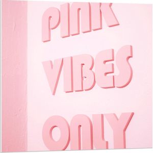 Forex - Roze Bord met Tekst Pink Vibes Only  - 80x80cm Foto op Forex