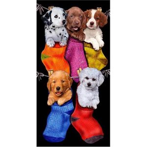 The Beachtowel Strandlaken - Puppies in Socks - 75x150 cm