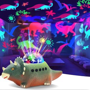 Dinosaurus sterrenhemel projector voor kinderen - 360° draaiende nachtlamp met 8 kleurlichten en witte ruis