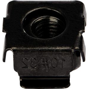 10-32 kooimoeren - 50 Pack - Rack Mount Clip Moeren - Voor Square Hole Server Rack - Zwart