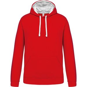 Kariban Hooded sweater met contrasterde capuchon K446 - Red / White