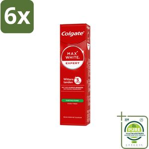Colgate – Max White Expert Purifying Power – Tandpasta – 75 ml - Voordeelverpakking - 6 stuks - Tandpasta - Witte tanden